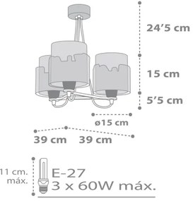 Dalber 61687 - Detský luster BABY TRAVEL 3xE27/60W/230V