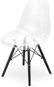 Set troch jedálenských stoličiek OSAKA priehľadné (čierne nohy) (3ks)