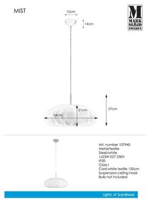 Biele závesné svietidlo Markslöjd Mist Pendant