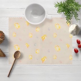 Biante Veľkonočné teflónové prestieranie na stôl TF-074 Kuriatka a kraslice na béžovom 30x40 cm