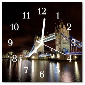 Sklenené hodiny štvorcové Most londýn 30x30 cm