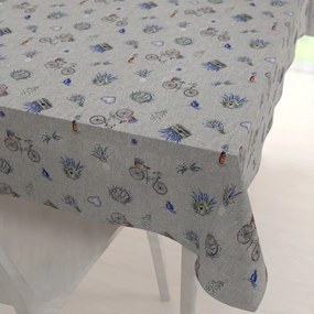 Biante Dekoračný obdĺžnikový obrus PML-097 Levandule a bicykle na sivom režnom 100x140 cm