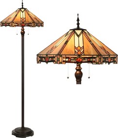 Béžovo-hnedá stolná lampa Tiffany Tippia - Ø 40x161 cm E27/max 2*60W