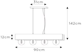 Lucide 30474/04/30 - Luster na lanku SURTUS 4xE27/60W/230V