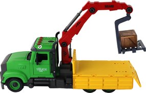 LEAN Toys Vozidlo s výklopnou korbou a žeriavom na skrutkovanie a odskrutkovanie – DIY