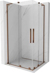 Mexen Velar L Duo, sprchový kút s posuvnými dverami 100 x 90 cm, 8mm číre sklo, ružové zlato, 871-100-090-02-03-60
