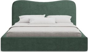 Zelená čalúnená dvojlôžková posteľ s úložným priestorom s roštom 180x200 cm Kahai – Makamii
