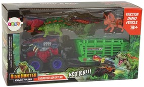 Lean Toys Súprava veľkého terénneho vozidla s prívesom + 4 Dinosaury