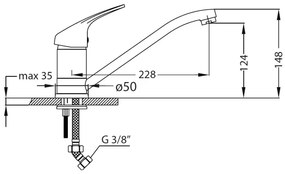 ALVEUS SETA259 - Kuhinjsko pomivalno korito BASIC + kuhinjska mešalna pipa RIVIERA 14,8 cm saten/krom