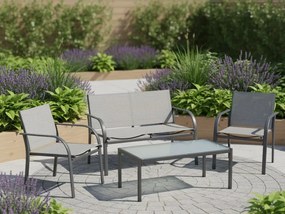 Záhradný set LOUNGE s kreslami, lavicou a stolíkom, sivý