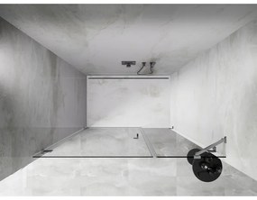 Mexen Lunar-B, Otočné ľavé sprchové dvere 145 cm, číre sklo, chrómový profil, 832S-145-050-01-00-L