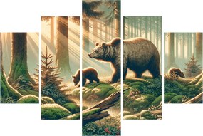 Obraz - Medvede v lese (150x105 cm)