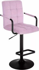 LuxuryForm DESIGN Barová stolička VERONA BLACK VELUR na čiernom tanieri - levanduľová