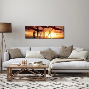 Obraz - Staroveká pirátska loď (s hodinami) (90x30 cm)