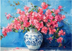 Obraz - Váza ružových kvetov (70x50 cm)