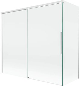 Mexen Rox, 2-krídlová posuvná vaňová zástena 170 + 75 x 150 cm, 8mm číre sklo, biely profil, 8C9-170-075-20-00