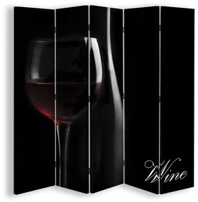 Ozdobný paraván, Hluboká chuť vína - 180x170 cm, päťdielny, obojstranný paraván 360°