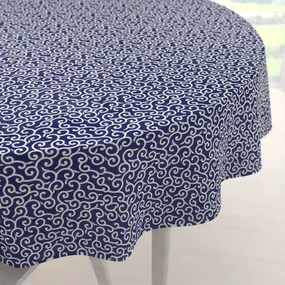 Biante Bavlnený okrúhly obrus Sandra SA-257 Ornamenty na tmavo modrom Ø 110 cm