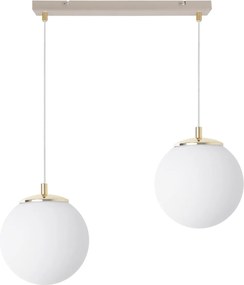 Závesné svietidlo Florence, 2x biele sklenené tienidlo, g/be