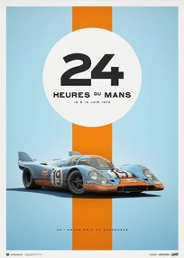 Umelecká tlač Porsche 917 - Gulf - 24h Le Mans - 1971 - Limited Poster Re-edition, Automobilist