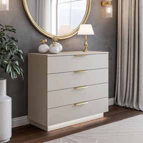 KOMODA MARION 2S KAŠMÍR ZLATÉ ÚCHYTKY LED 95 cm