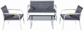 ZÁHRADNÝ SET RARO 2 x KRESLO + 1 x POHOVKA + STÔL BIELY + ŠEDÝ