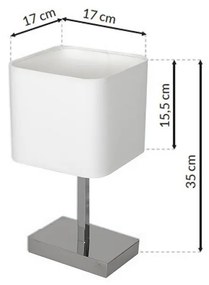 Stolná lampa Napoli, 1x biele textilné tienidlo, ch