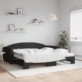 Rozkladacia denná posteľ s matracmi čierna 100x200 cm látka 3197213