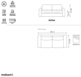Hnedá menčestrová rozkladacia pohovka 195 cm Nona – Makamii