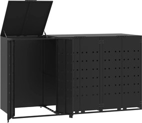 vidaXL Úložisko na 3 koše na kolieskach čierne 207x79x117 cm oceľ