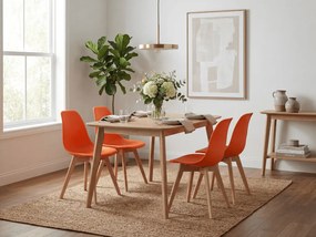 Oranžová stolička KITO s bukovými nohami
