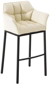 Barová stolička Damas B4 - koženka, čierny rám - Krémová