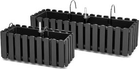 Samozavlažovací plastový balkónový kvetináč DDEF400W 38 cm - antracit