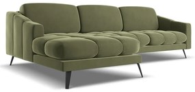 Zelená zamatová rohová pohovka (ľavý roh) Nalu – Makamii