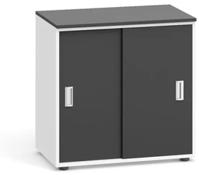 Kancelárska skriňa so zasúvacími dverami, 740x800x420 mm, biela / grafitová
