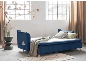 Tmavomodrá zamatová rozkladacia pohovka 225 cm Charming Charlie – Miuform