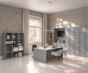 Nadstavba pre skrine FRAME, 6x dvere, 1299 x 450 x 854 mm, mechanický kódový zámok, sivá
