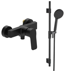 Sprchová batéria SAT Cube Way so sprchovacím setom 150 mm čierna SATBSCU268CSET1