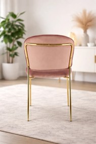 JEDÁLENSKÁ STOLIČKA SENNA RUŽOVÁ + ZLATÉ NOHY
