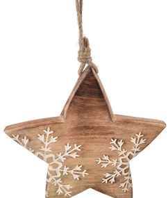 4Home Dekorácia z mangového dreva Snowflake Star, 20 cm