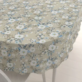 Biante Bavlnený oválny obrus Sandra SA-552 Modré popínavé kvety na béžovom 140x220 cm