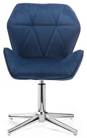 LuxuryForm DESIGN Stolička MILANO MAX VELUR na striebornom kríži - modrá