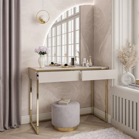 TOALETNÝ STOLÍK NESSIE KAŠMÍR ĽAVÝ + ZLATÝ PODSTAVEC + ZRKADLO POLMESIAC