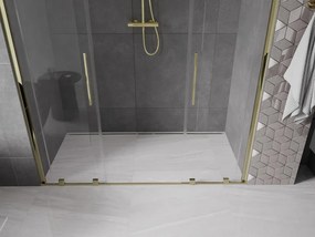 Mexen Velar Duo, posuvné dvere do otvoru 180x200 cm, 8mm číre sklo, zlatá lesklá, 871-180-000-02-50