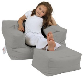 Dětský sedací vak Poufy s taburetem 65 cm šedý