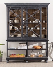 Kredenc Rimir 160 x 50 x 220 old black &amp; natural