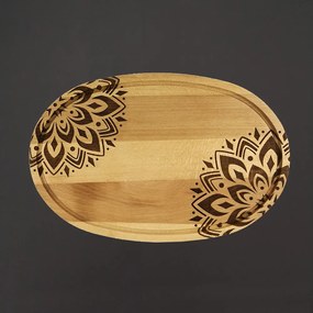 AMADEA Drevená servírovacia doska - podnos oválne mandala, masívne drevo, 38 cm