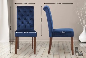 Jedálenská stolička Lisburn - zamat - Modrá