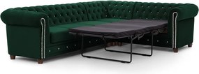 Zelená zamatová rozkladacia rohová pohovka (pravý roh/do L) York Blik – Ropez