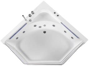 Vírivá rohová vaňa s LED osvetlením 211 x 150 cm biela CACERES Beliani